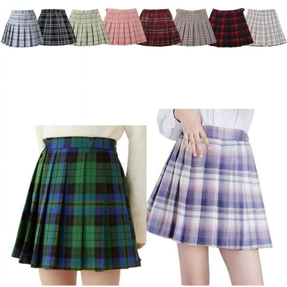 Uccdo Girls Plaid Pleated Skirt with Shorts School Girls Uniform Mini Skirts High Waist A-Line Tennis Skorts 2-12 Years