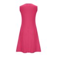 thumbnail image 4 of Staron Robes d'Été pour Femmes en Liquidation à Moins de 10 $ Robe d'Été Ample Sans Manches Plissée Robe Soleil Unie Col Rond Robe Débardeur de Vacances, 4 of 7