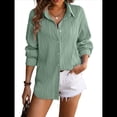 thumbnail image 2 of Camisas de Mujer con Botones, Camisa de Vestir de Larga, Blusa de Trabajo con Cuello Texturizado, Blusas Casuales Elegantes. Judías S, 2 of 9