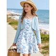 thumbnail image 2 of Aideaone Girls Dress Set Floral Spaghetti Strap Dress with Cardigan for Tweens Teens 7-14 Years, 2 of 8