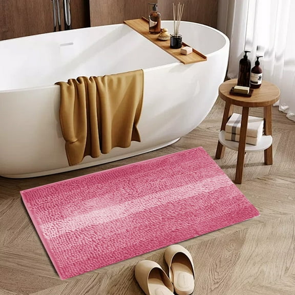 AuroraX Non-Slip Backing Bathroom Rug Mat Absorbent Pink Ultra Soft Bath Rug Contemporary Water Resistant 15x23 Inch