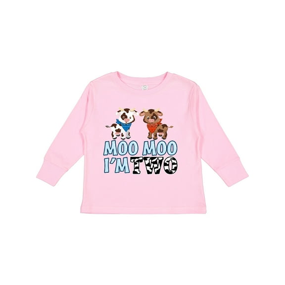 Inktastic Moo Moo I'm 2 with Cute Holstein Cows Boys or Girls Long Sleeve Toddler T-Shirt