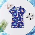 thumbnail image 4 of LIIPEE Girls Boys Swimwear Cartoon Animal Printed Round Neck Zip Up Short Sleeve Romper Swimsuit Toddler Sweet Beach Pool Party Beachwear,Blue,6-12 Months, 4 of 4