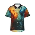 thumbnail image 1 of Balery Red And Blue Fire Peacock Camisas hawaianas de manga corta para hombre, camisas playeras de corte holgado, camisas de vacaciones con botones,Small, 1 of 7