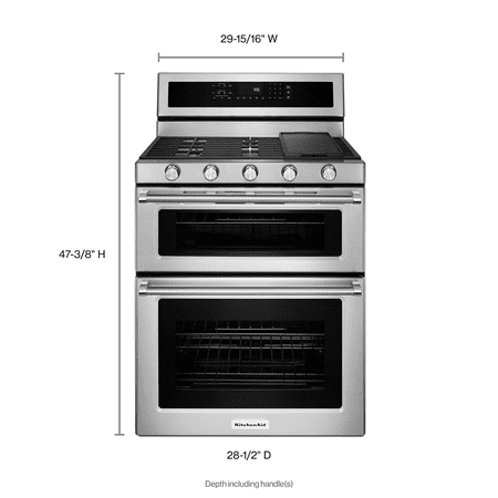 KitchenAid - 6.0 Cu. Ft. Self-Cleaning Free-Standing Double Oven Gas Convection Range - Stainless Steel