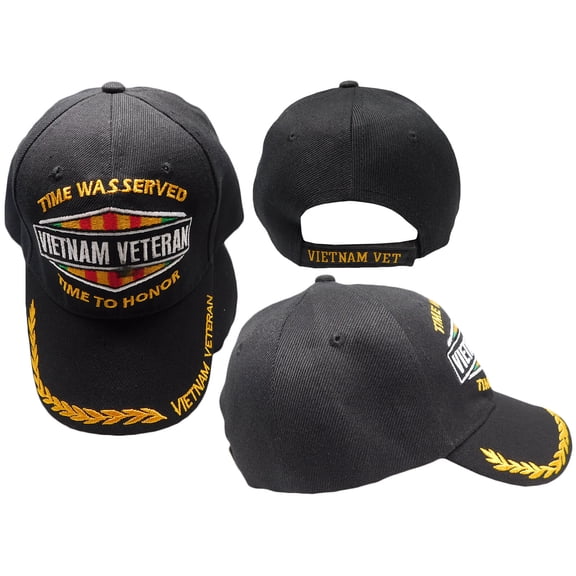 Vietnam Veteran "Time was Served Time to Honor" Black 3d Cap Hat CAP607C (TOPW)
