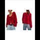 thumbnail image 3 of Blusa Holgada de Larga con Lazo Frontal para Mujer, con Ribete de Encaje y Botones, Cuello Cuadrado, Ropa para Salir, Estilo Y2K. Vino Tinto L, 3 of 8
