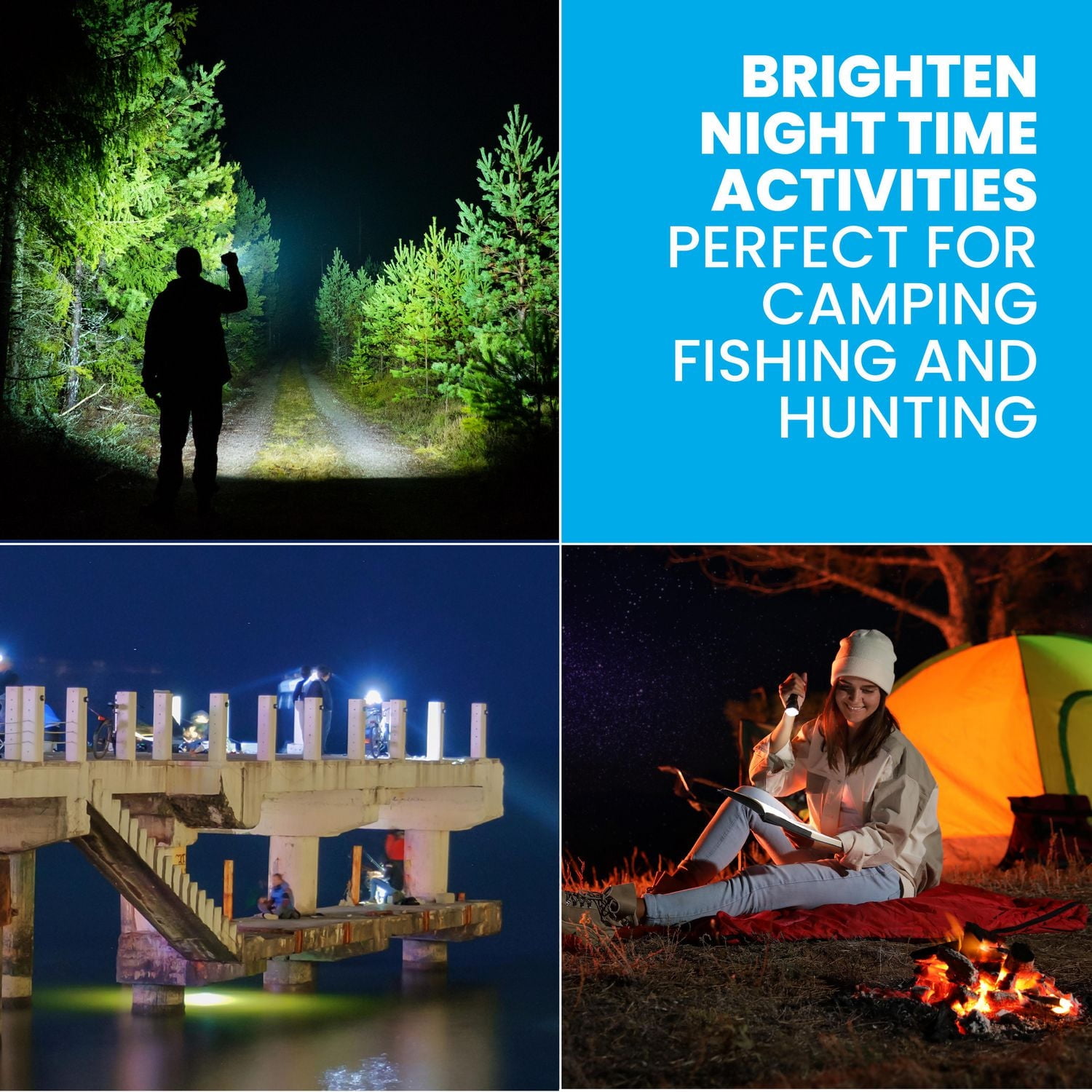 Bell + Howell Taclight Lampe de Poche Tactique Noire 3-Pack – LED Ultra Lumineuse, 5 Modes, Zoom Ajustable, Étanche, Aluminium Durable