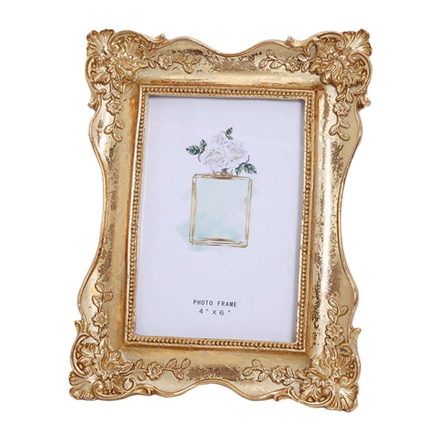simhoa European Picture Frame Portable Household for Wedding Tabletop Golden
