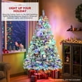 thumbnail image 3 of Funcid Christmas Tree 6ft Pre-lit Snow Flocked Hinged Christmas Tree 8 Adjustable Flash Rate Modes, Artificial Christmas Tree with 250 Colorful Lights, 640 PVC Branch Tips, Foldable Metal Stand, 3 of 8