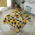 thumbnail image 2 of Rectangle Tablecloth Waterproof for Kitchen Dining, Farm Sunflower on Black White Buffalo Plaid Polyester Wrinkle Textured Tablecloths, Indoor/Outdoor Decor Desktop Protectors Tablecloths, 60x60 Inch, 2 of 5