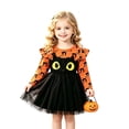 thumbnail image 2 of Kogui Toddler Girls Winter Long Sleeve Tutu Sundress Holiday Halloween Casual Party Attire (Orange, 5-6 Years), 2 of 9
