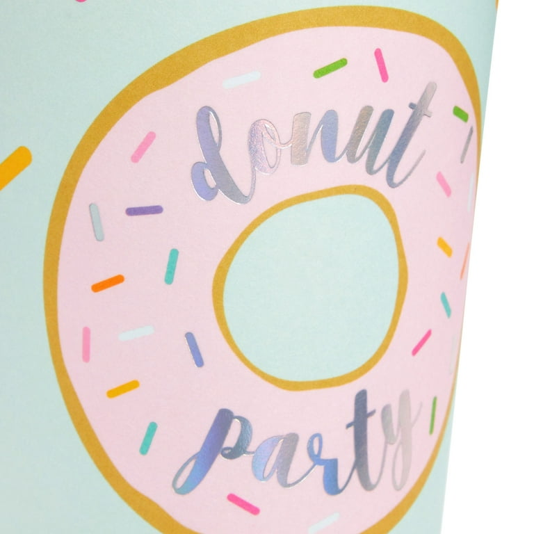 48 Pack Disposable Coffee Cups With Lids for Donut Grow Up Party Supplies,  16 oz, 4 Pastel Designs