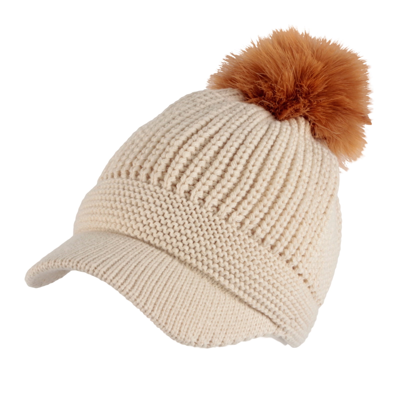 WITHMOONS Winter Ribbed Visor Knit Pom 