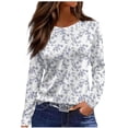 thumbnail image 4 of Zysthvn Women Shirts Casual Long Sleeve Floral Women T Shirt Crew Neck Loose Fit Comfortable Tops, 4 of 5