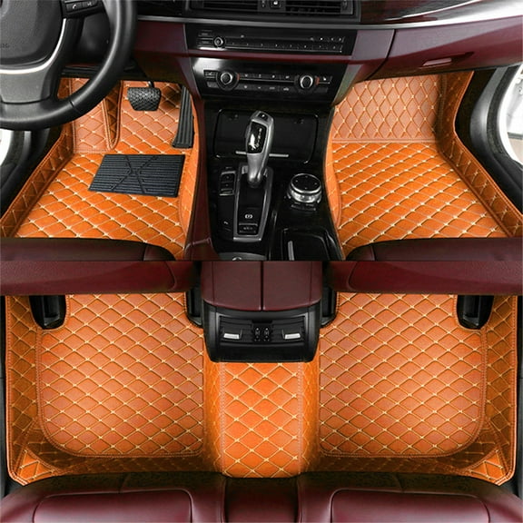 Maidao Auto Car Mats for Dodge for Ram 1500 DR DH D1 DC DM 2002–2008 5 Seats Carpet Protection PU Leather Car Liners All Weather Orange 3pc