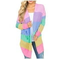 thumbnail image 2 of Babysbule Womens Cardigans Women's Color Stripe Long Sleeve Knitted Cardigan Sweater Coat Women's Top Blouse, 2 of 8