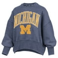 thumbnail image 2 of Women's Pressbox Navy Michigan Wolverines Oversized Waist-Length Crewneck Sweatshirt, 2 of 3