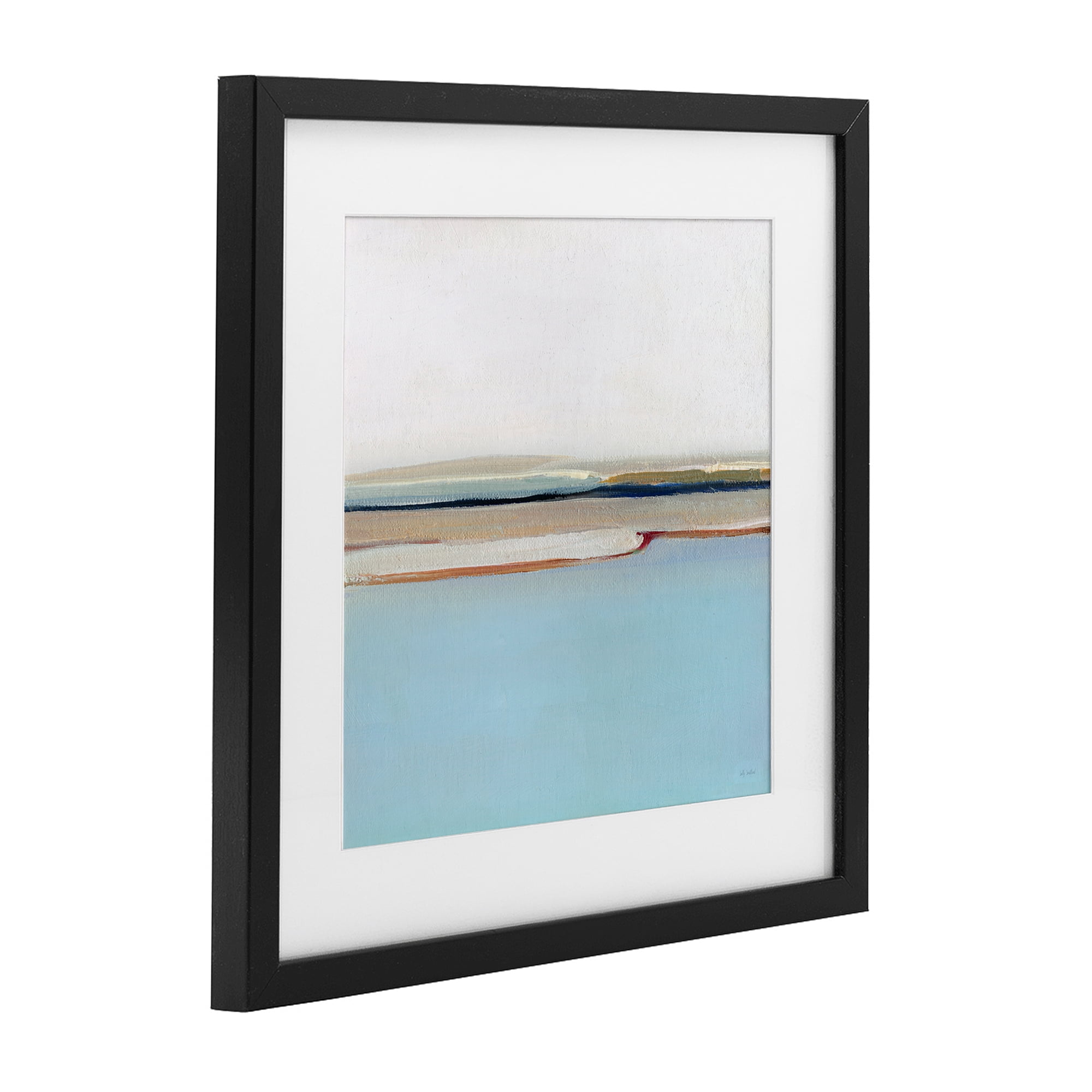 Stupell Industries Serene Minimal Shoreline at Dawn Black Framed Print Under Glass, design by Sally Swatland