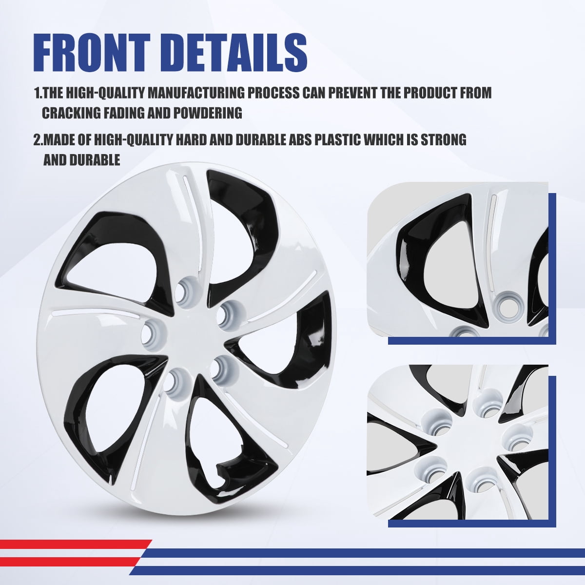 15 inch Set of 4 Hubcaps for Honda Civic Sedan 2013-2015,Wheel Rim Cover for Honda Civic Coupe 2013,Only Fit Iron Hub - Steel Wheel,Bolt on Installation,White Lacquer & Black Lacquer