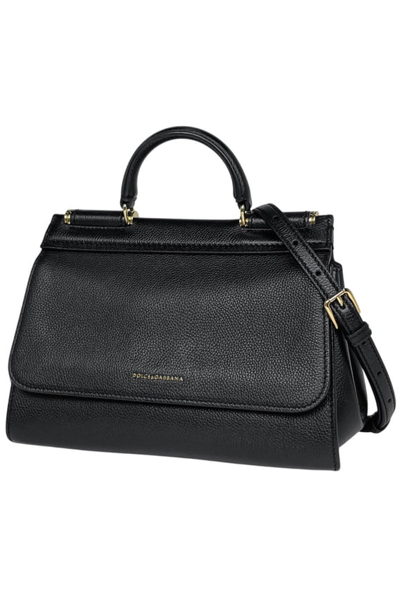 Pre-Owned Dolce & Gabbana Sicily Handbag, 2-Way Shoulder Bag, Leather, Black, Women's (Good)