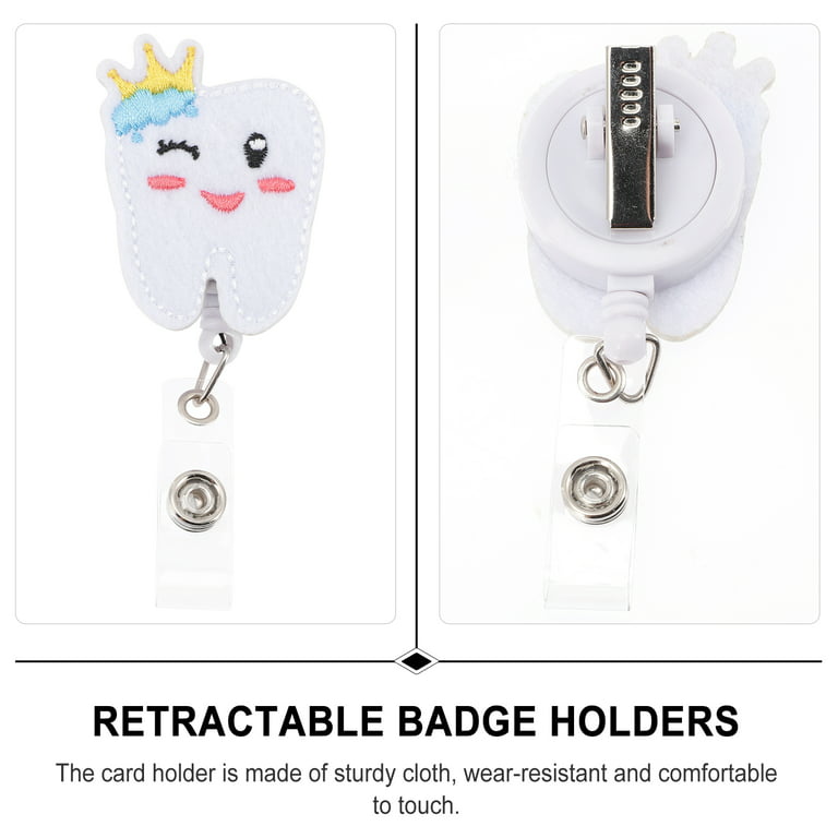 Badge Holder Id Reel Retractable Name Card Clip Tag Holders Protector Nurse  Belt Tooth Clear Sleeve Tags Cute Gift Kids 