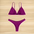 thumbnail image 2 of Swimming Suits for Women Solid Color Spaghetti Strap Backless Separate Bikini Purple Bathing Suits for Women M, 2 of 4