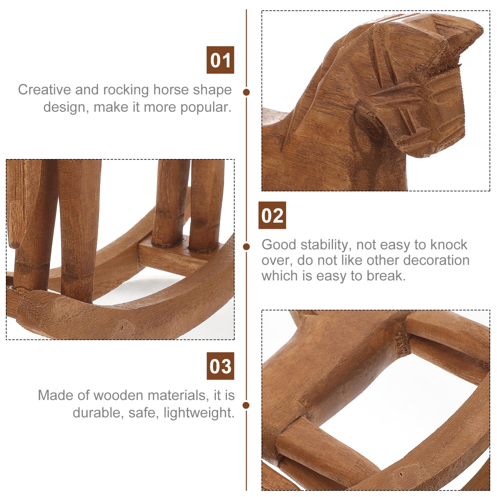 CRILSTYLEO 2-Pack Wood Horse Figurines for Tabletop Decor, Desk Accessories, Small Decorative Desk Sculptures