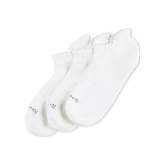 No nonsense Women's Soft & Breathable Cushioned No Show Tab Back Socks 3 Pair Pack, White, One Size