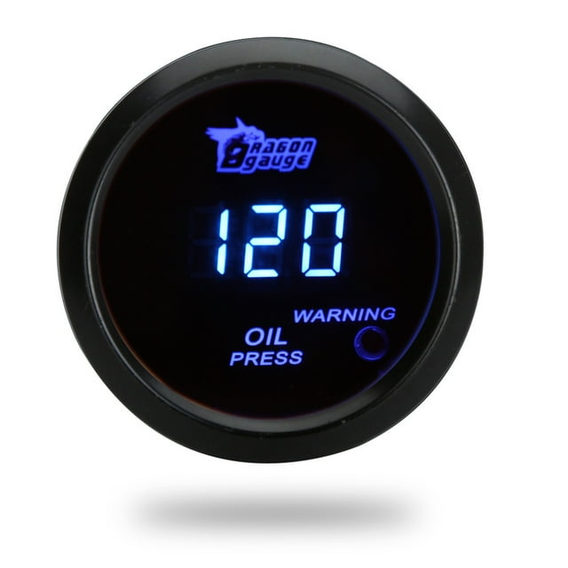 Indicateur de Pression d'Huile Numérique avec Capteur pour Voiture Automobile 52mm 2in LCD 0120psi Voyant Noir