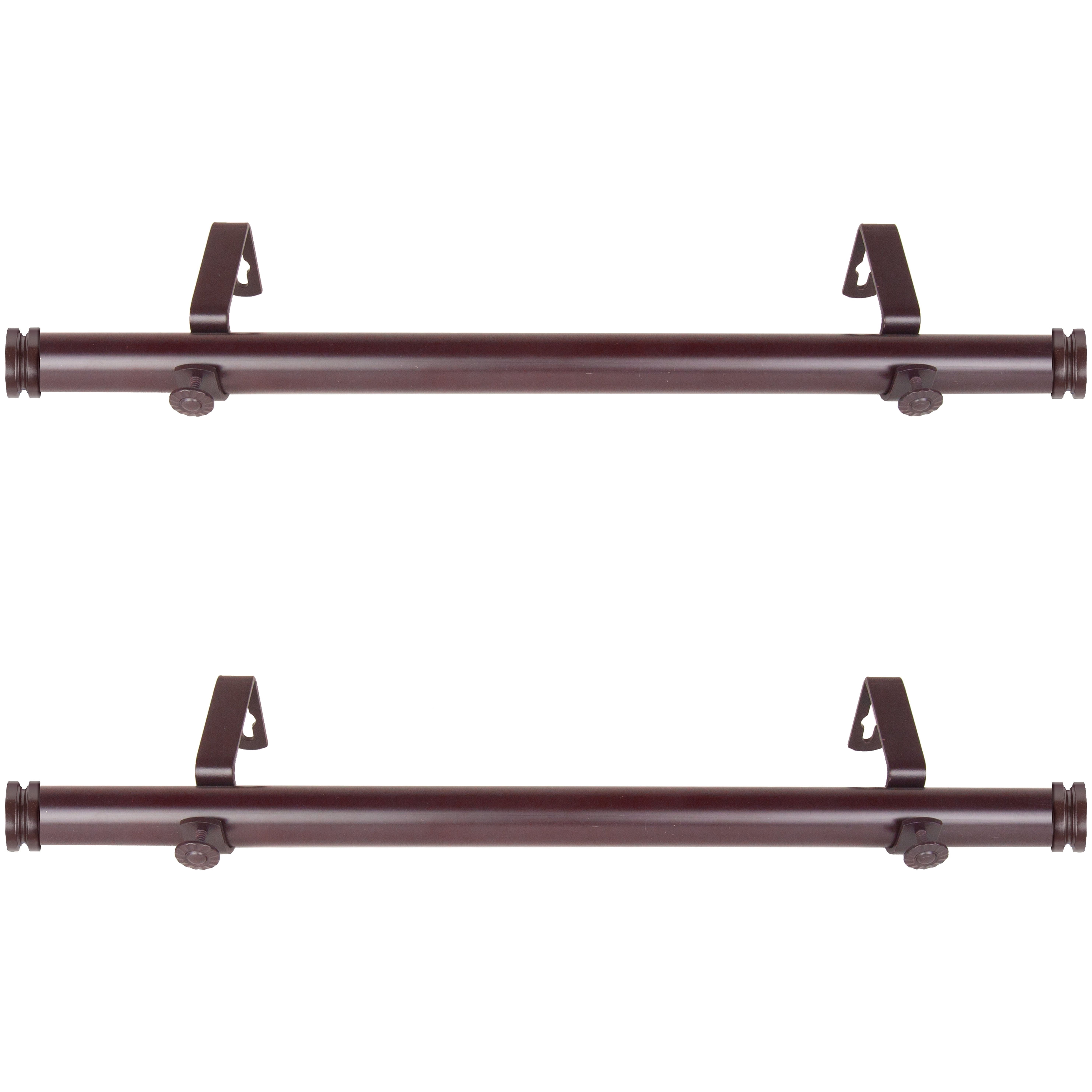 Barron 1" Dia Side Window Curtain Rod 12-20 inch long (Set of 2) - Mahogany