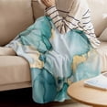 thumbnail image 4 of Throw Blanket for Couch Abstract Marble Soft Fleece Flannel Blankets Cozy Lightweight Blanket for Home Sofa Living Room Teal Gradient Bed Throws 50" x 60", 4 of 9
