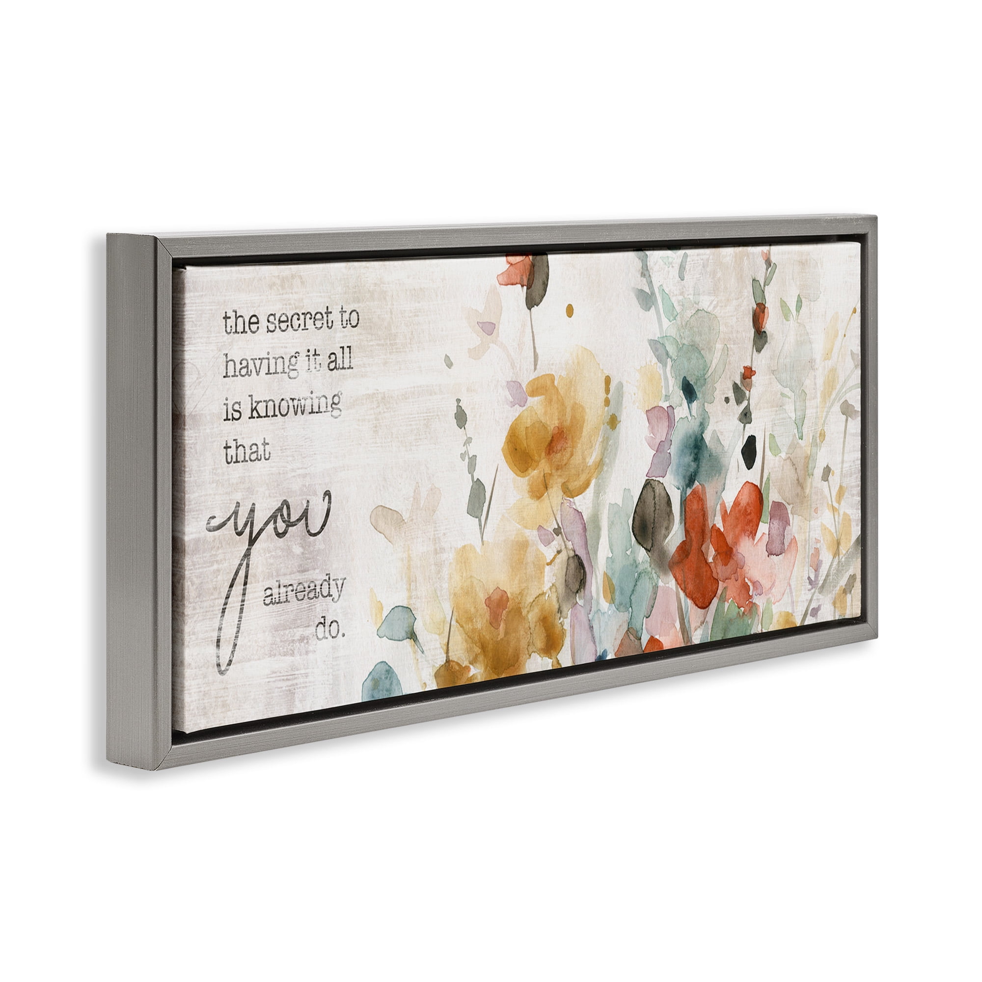 Stupell Industries Knowing You Have It Motivational Inspirational Painting Gray Floater Framed Canvas Art Print Wall Art, 31 x 14