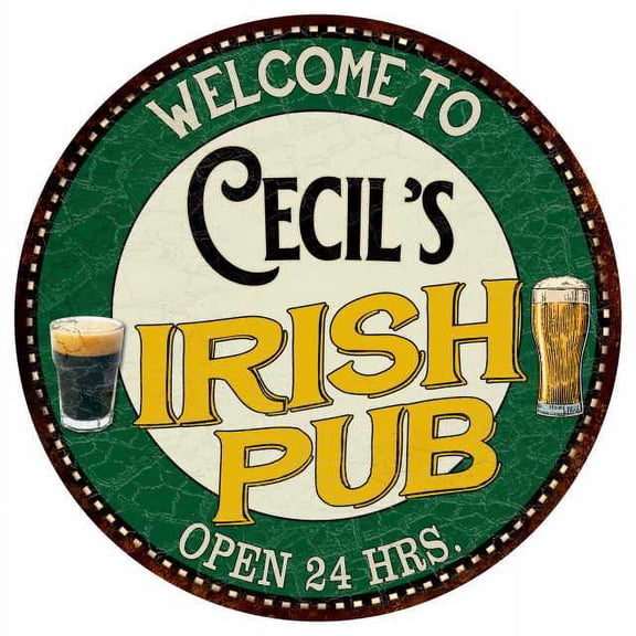 Cecil's Irish Pub 14" Round Metal Sign Kitchen Bar Wall Decor 100140036138