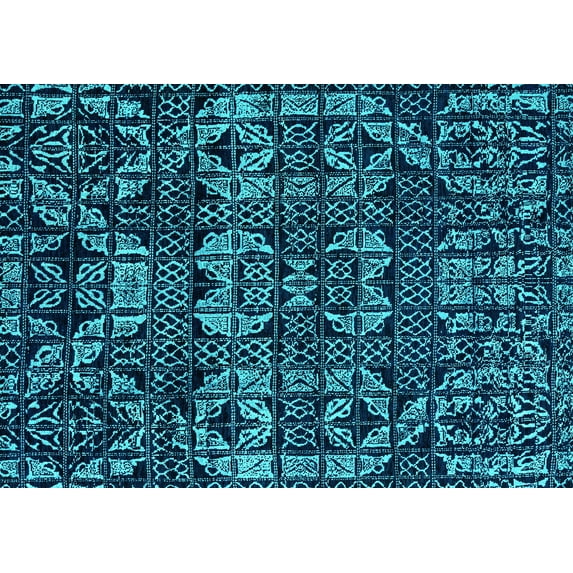 Ahgly Company Machine Washable Indoor Rectangle Abstract Turquoise Blue Modern Area Rugs, 6' x 9'