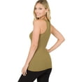 thumbnail image 3 of Lightweight Cotton Scooped Neckline Stretchy Racerback Ribbed Tank top for Women (Dusty Olive, Large), 3 of 3