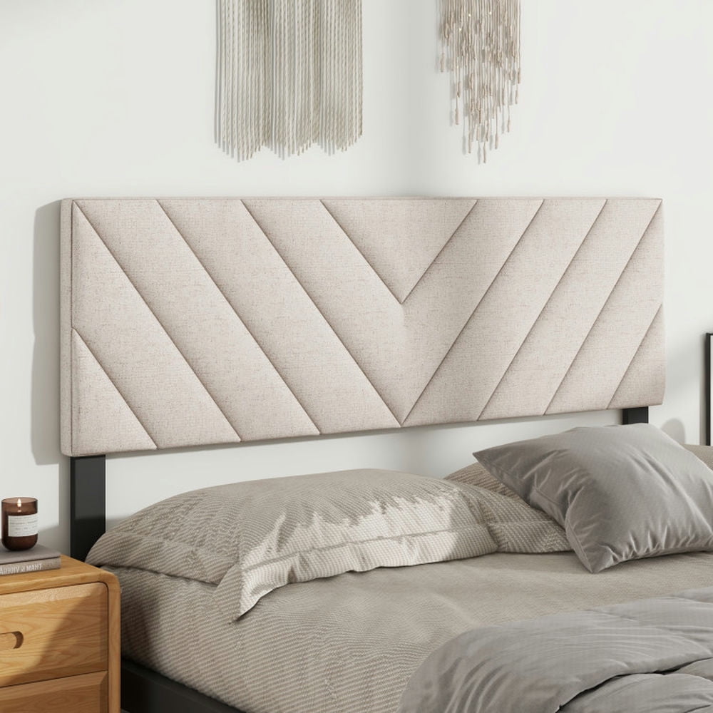 Canddidliike Linen Upholstered Headboard for Full and Queen Size Bed Frames-Beige,