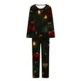 thumbnail image 5 of asdoklhq Christmas Pajamas for Women Ladies' Fashion Christmas Print Casual Round Neck Long Sleeve Top Pants Pajama Set Black M, 5 of 6