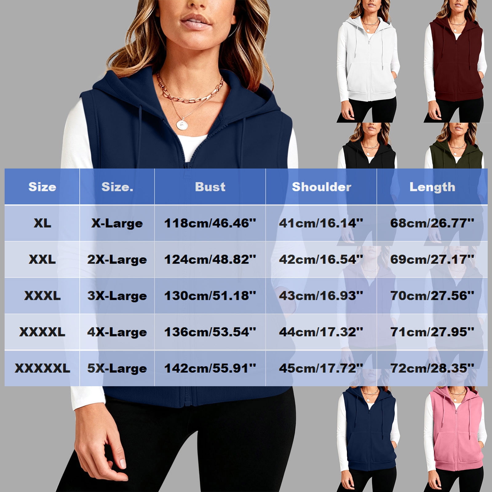 Womens Casual Sweatshirts Cotton Sleeveless Hooded Outerwear Vest with Pockets Sport Casual Full Zip Hoodie Jacket (XL, Pink)