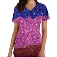 thumbnail image 1 of Hauts à Sequins pour Femmes, Shorts pour Femmes, Hauts à Manches Courtes avec Poche et Imprimé à Sequins pour le Travail, Hauts pour Femmes, Manches Courtes pour Femmes, 1 of 4