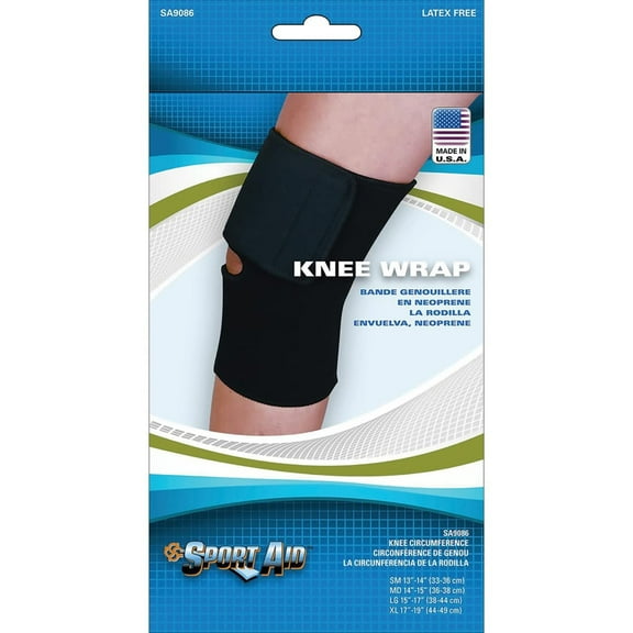 Sport Aid Neoprene Knee Wrap Support, XL, Black