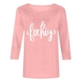 thumbnail image 5 of Mujeres Tres Cuartos de Manga Tops Día de la Mujer Impreso Cuello Redondo Blusa Suelta, Suéter de Manga Casual 3/4 para el Uso de Primavera Y Verano, 5 of 5
