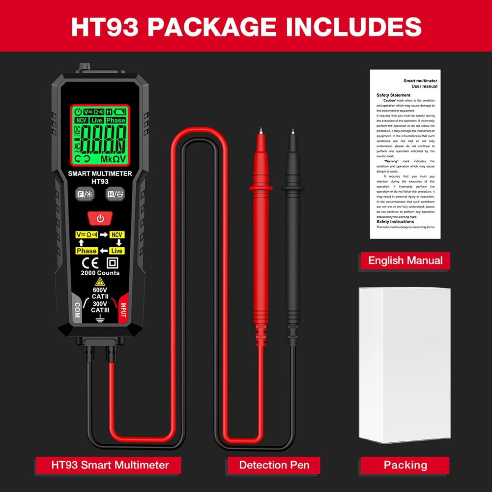 Ht93 Multi-Function Digital Multimeter Handheld Ncv Detection Smart Multimeter