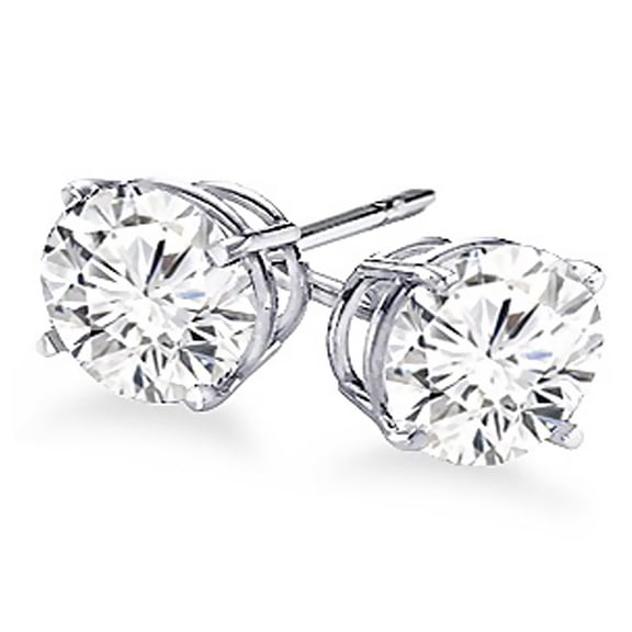 14K White Gold 4-Prong Round Cut Diamond Stud Earrings 1/2 Carat