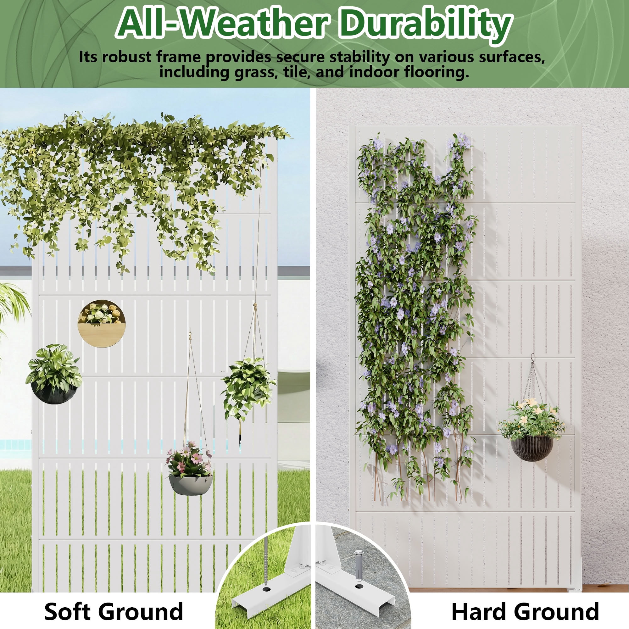 MAYEERTY 72*35in Outdoor Privacy Screen, Easy to Install Metal Privacy Panel, Privacy Divider for Patio, Balcony, Garden