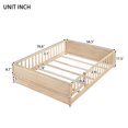 thumbnail image 7 of Miniyam Full Size Kids Floor Bed with Guardrails, Door and Book Storage, Natural, 7 of 7