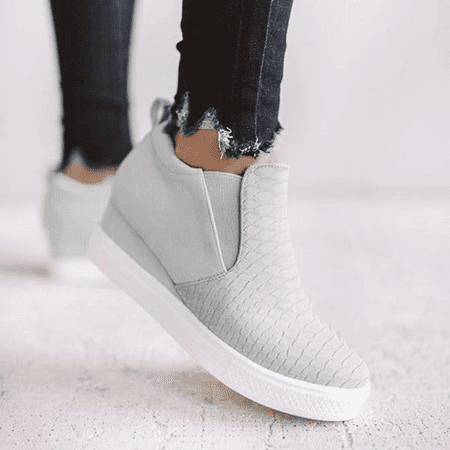 

Women‘s Wedge Sneakers Crocodile Print Solid Color Side Zipper Shoes Casual Outdoor Shoes