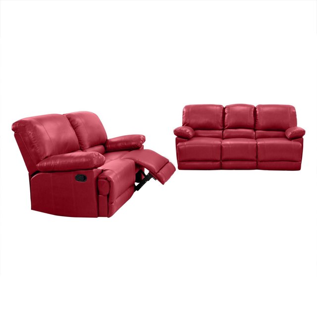 CorLiving Plush Reclining Bonded Leather Sofa Set