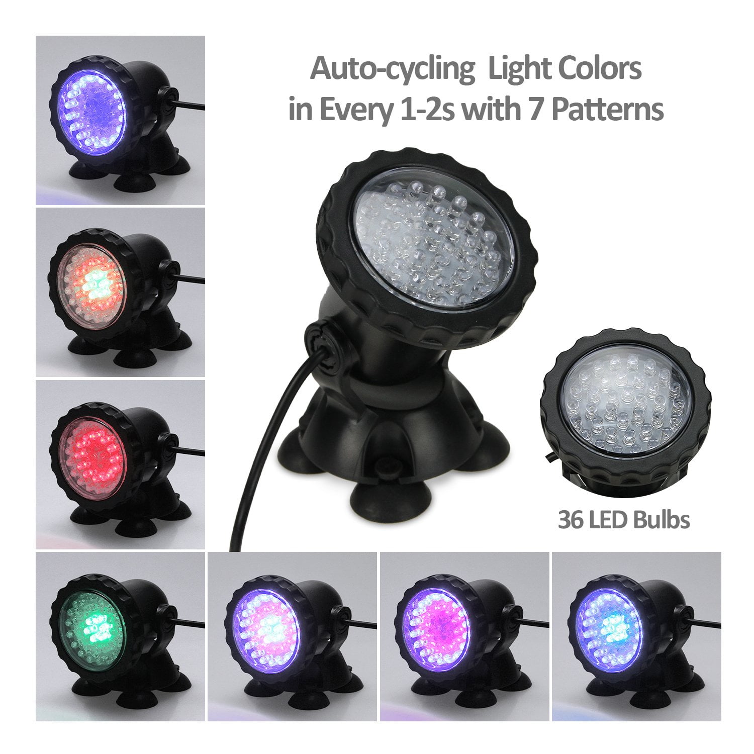 Set of 3 IP68 Waterproof Underwater Aquarium Spotlight 36-LED Multi-Color Changing Decoration Landscape Spot Light for Lawn Pool Fish Fountain Northbear Pond Lights Submersible Remote Control Lamp 