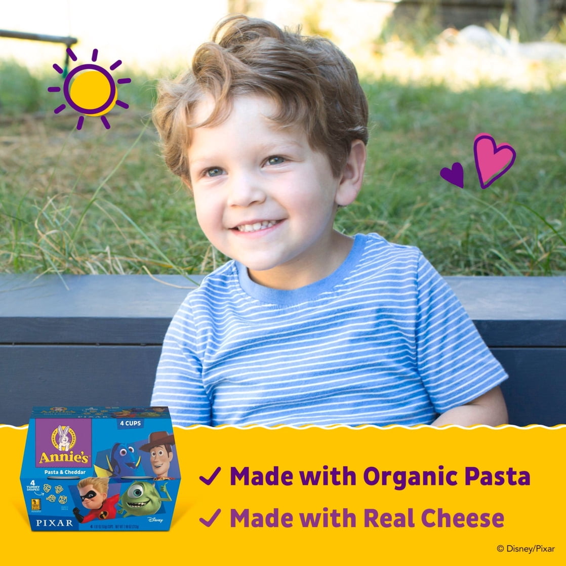 (3 pack) Annie's Disney Pixar Macaroni and Cheese, Microwavable Pasta and Cheddar, 4 Cups, 7.48 oz